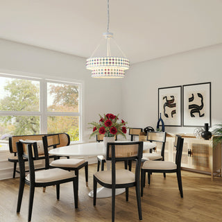 Modern Two-Tier Drum-Shaped Light Fixture, 6 Lights , Brushed Nickel