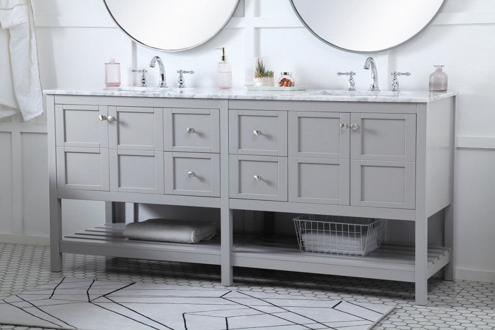 Elegant VF16572DGR 72"Double Bathroom Vanity, Gray