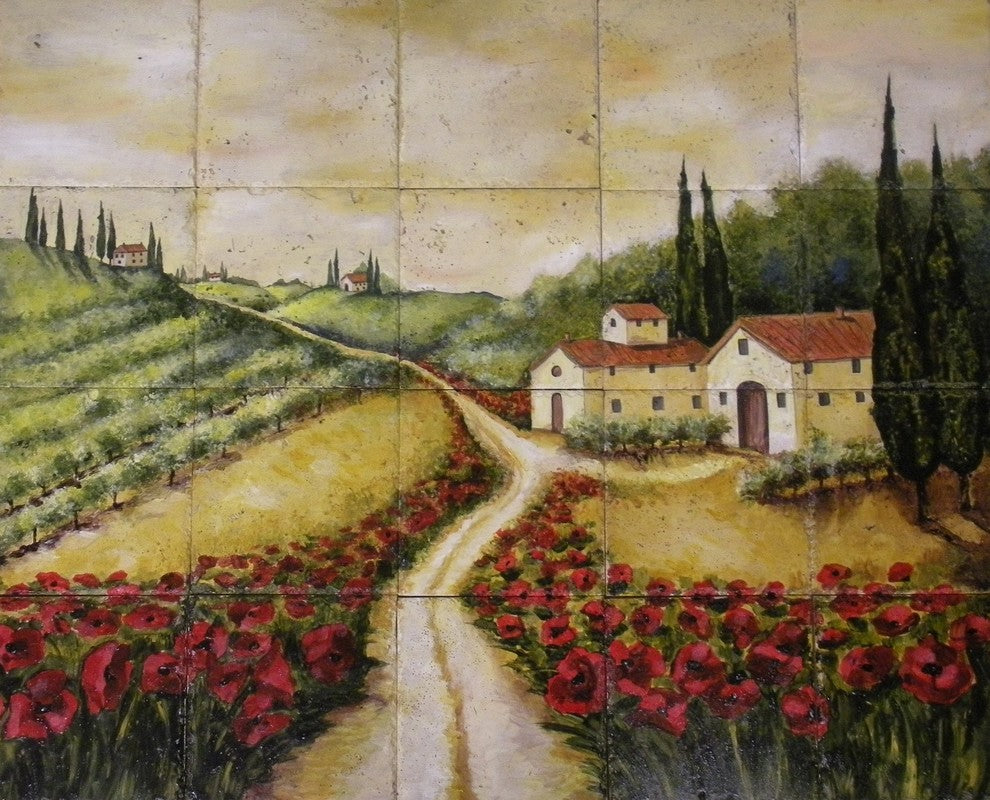 24"x30" Field Of Poppies Tile, 20-Piece Set