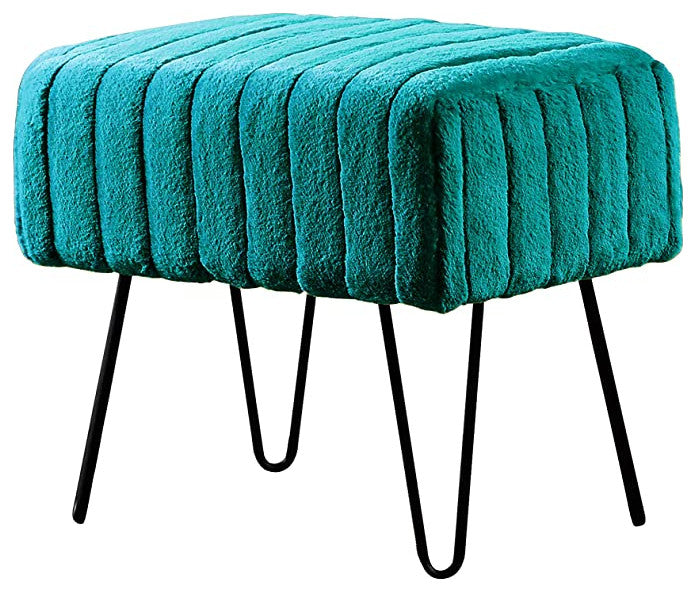 Serenta Super Mink Ottoman, Tile Blue, 19''x13''x17''
