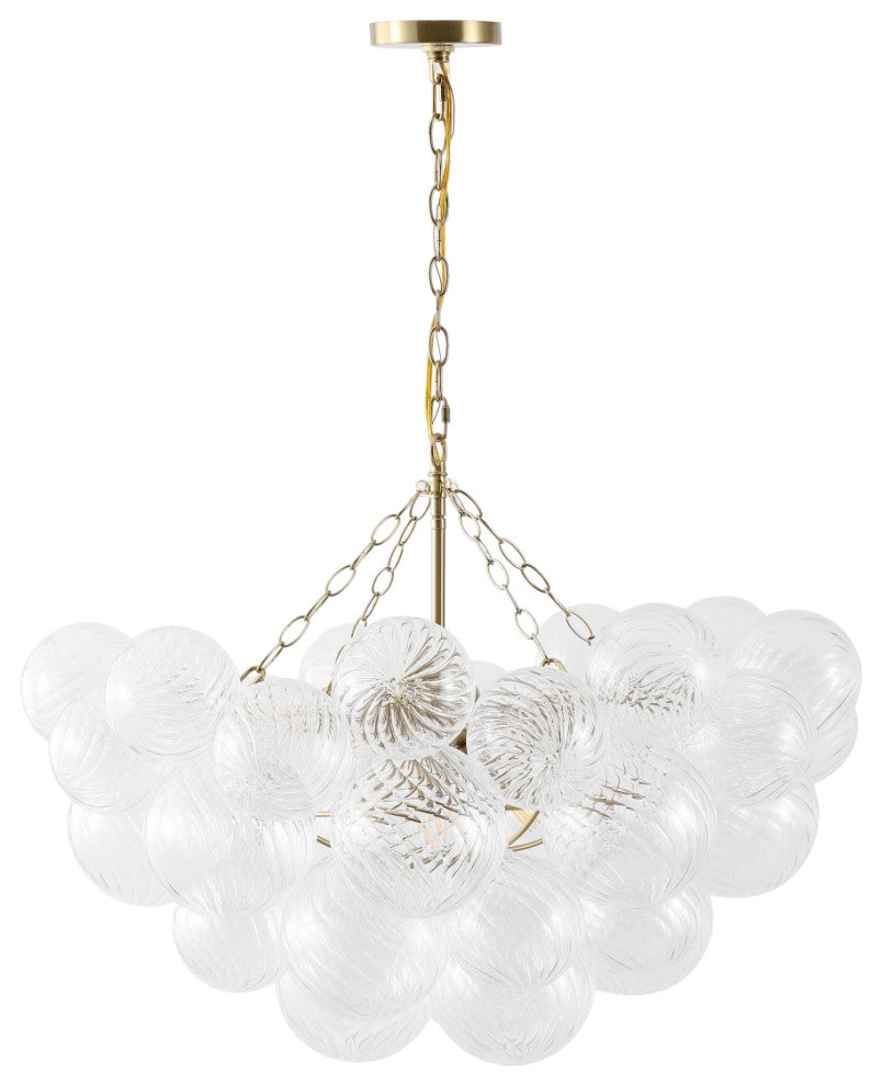 Safavieh Couture Betty Glass Bubbles Chandelier, Brass/Clear