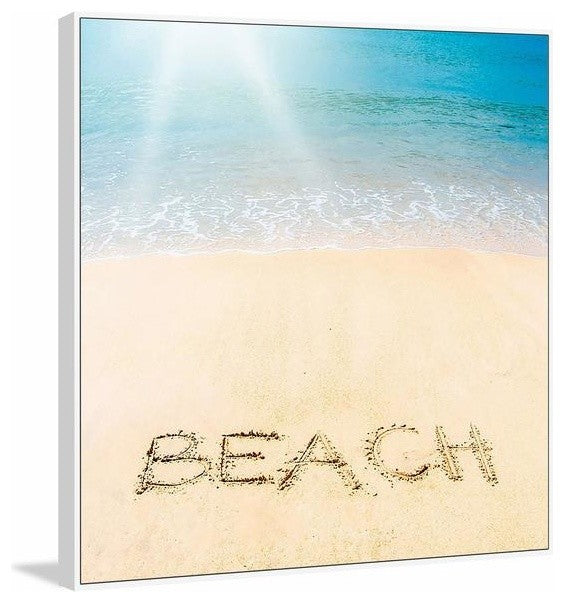 "Sandy Beach" Floater Framed Painting Print on Canvas, 12"x12"