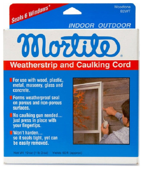 Frost King B2WT Mortite WeatherStrip and Caulking Cord, 90', Woodtone