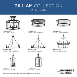 Gilliam Collection 12--5/8" Two-Light Matte Black New Traditional Flush Mount