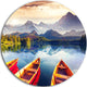 Boats Heading To Lake, Landscape Round Wall Art, 11"
