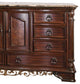 8 Drawer Wooden Dresser with 2 Door Cabinet and Marble Top, Brown