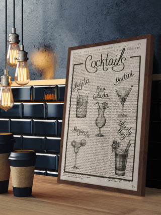 "Cocktail Menu" Framed Painting Print, 20"x30"