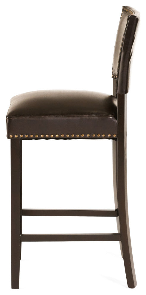 William Contemporary Bonded Leather Barstools, Set of 2