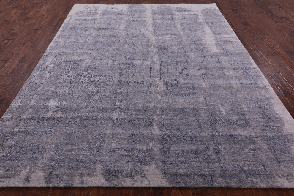 7' 10" X 10' 0" Hand-Knotted Abstract Wool & Silk Rug - Q13091