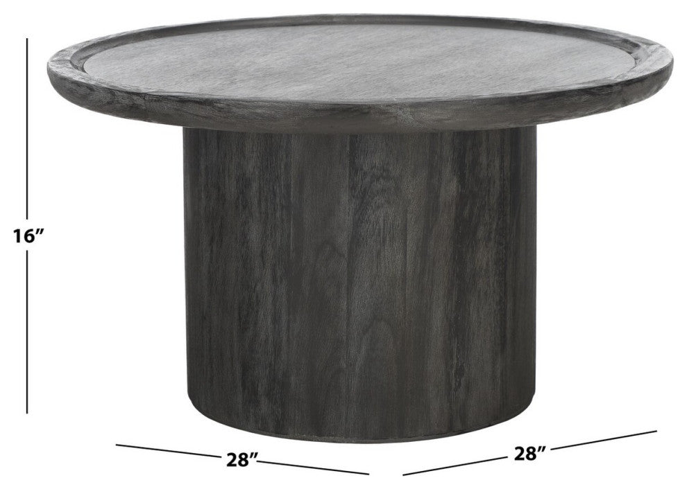 Safavieh Devin Round Coffee Table, Black W/ White Wash Distress /