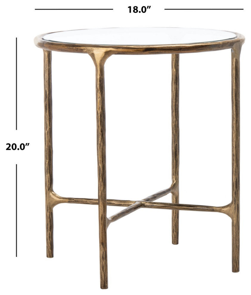 Safavieh Couture Jessa Forged Metal Round End Table, Brass