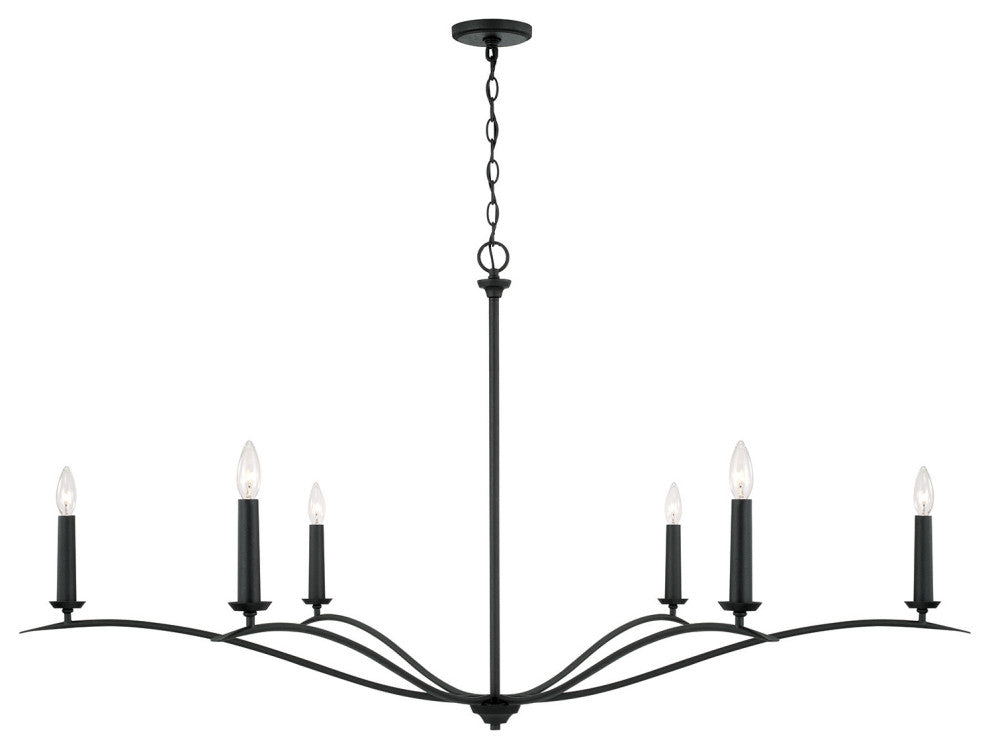 Capital Lighting 450661 Grady 6 Light 57"W Taper Candle Style - Black Iron