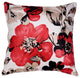 Cortesi Home Oppy Decorative Square Accent Pillow, Red Flower Print 16"