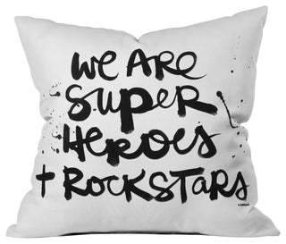 Kal Barteski Superheroes Outdoor Throw Pillow