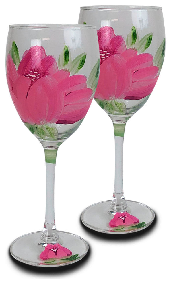 Peony Wine Glasses, Set of 2