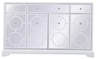 60" Mirrored Credenza, White