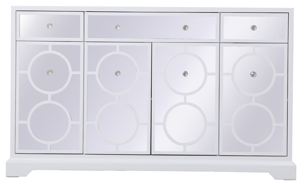 60" Mirrored Credenza, White