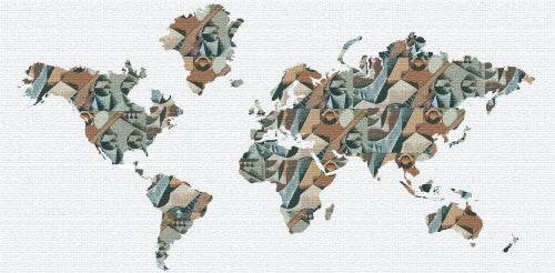 Studio Map Mural, Gris Banjo Mosaic, Peel and Stick, 3 Panels, 107"x52"