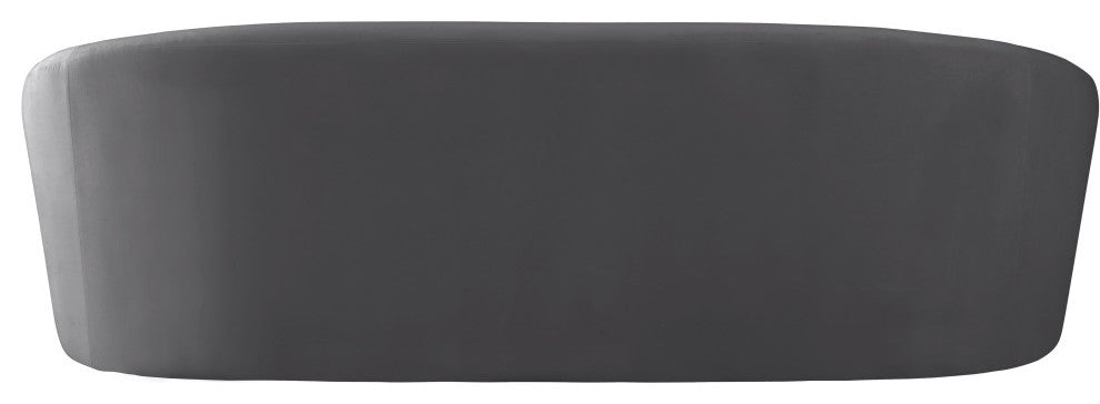 Riley Velvet Upholstered Rounded Sofa, Gray