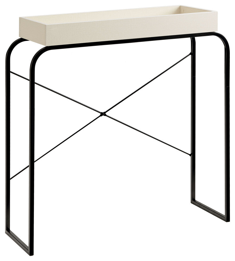 Yazzy 33.25" Rectangle Wood Console Table With Raised Edges, Cream Weave