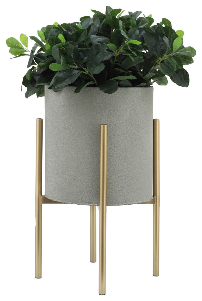 2-Piece Planter On Metal Stand Set, Gray