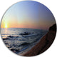 Sunset Beach Panorama, Modern Seashore Disc Metal Wall Art, 36"