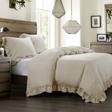 Lily Washed Linen Duvet Set, 3 Piece, Light Tan, King