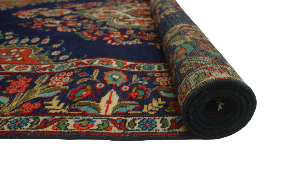 Fine Vintage Distressed Adia Navy Rug