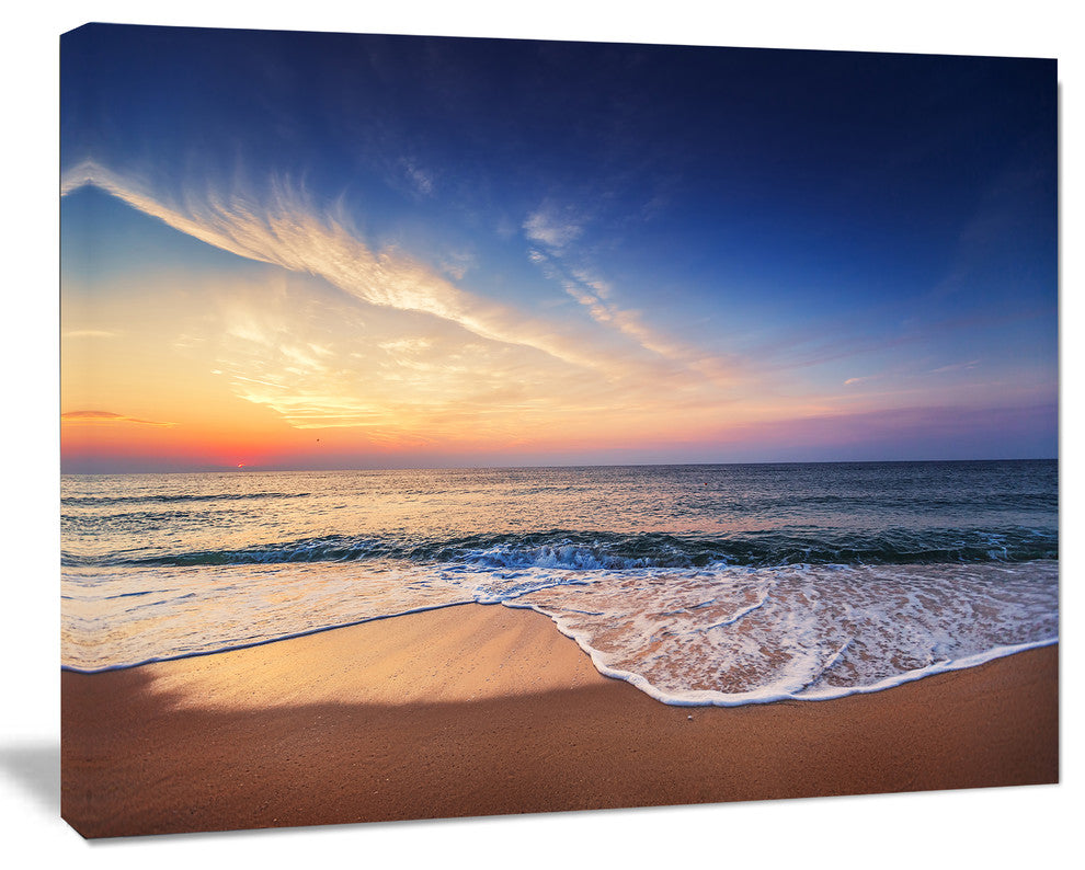 Beautiful Blue Cloudscape Over Sea, Seashore Canvas Art Print, 60"x28"