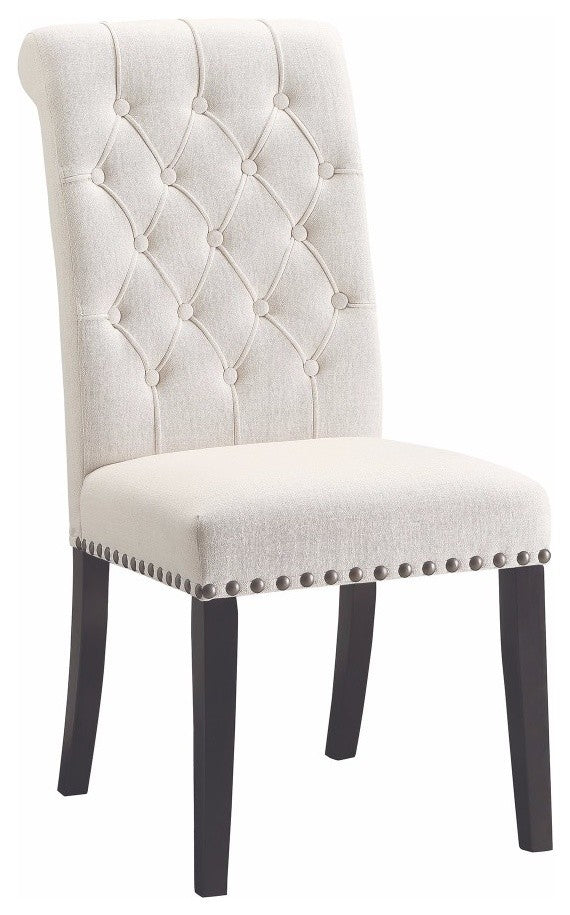 Benzara BM163805 Wooden Dining Side Chair, Cream & Black, Set of 2