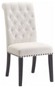 Benzara BM163805 Wooden Dining Side Chair, Cream & Black, Set of 2
