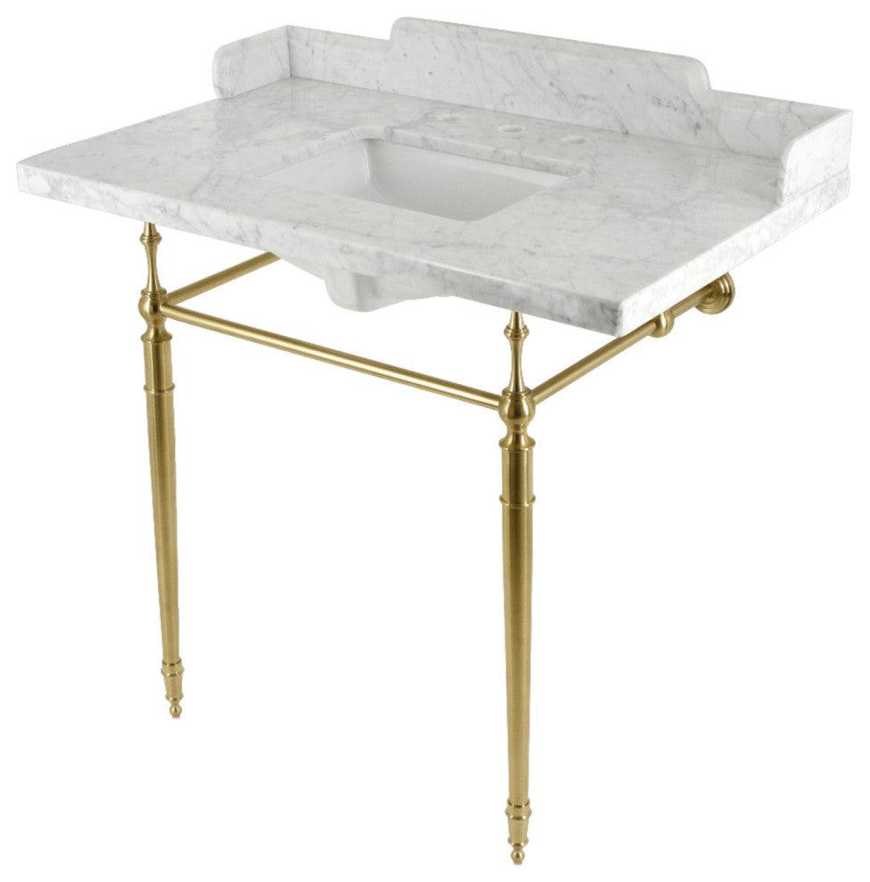 LMS3622M8SQ7 36" Carrara Marble Console Sink with Legs