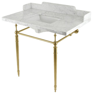 LMS3622M8SQ7 36" Carrara Marble Console Sink with Legs