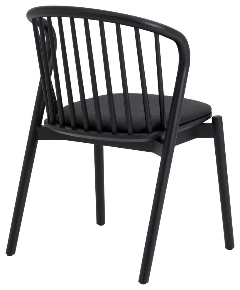 Pasadena Echo 5-Piece Round Dining Set, Black Oak Finish With Black Faux Leather