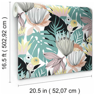 Retro Tropical Leaves Peel & Stick Wallpaper