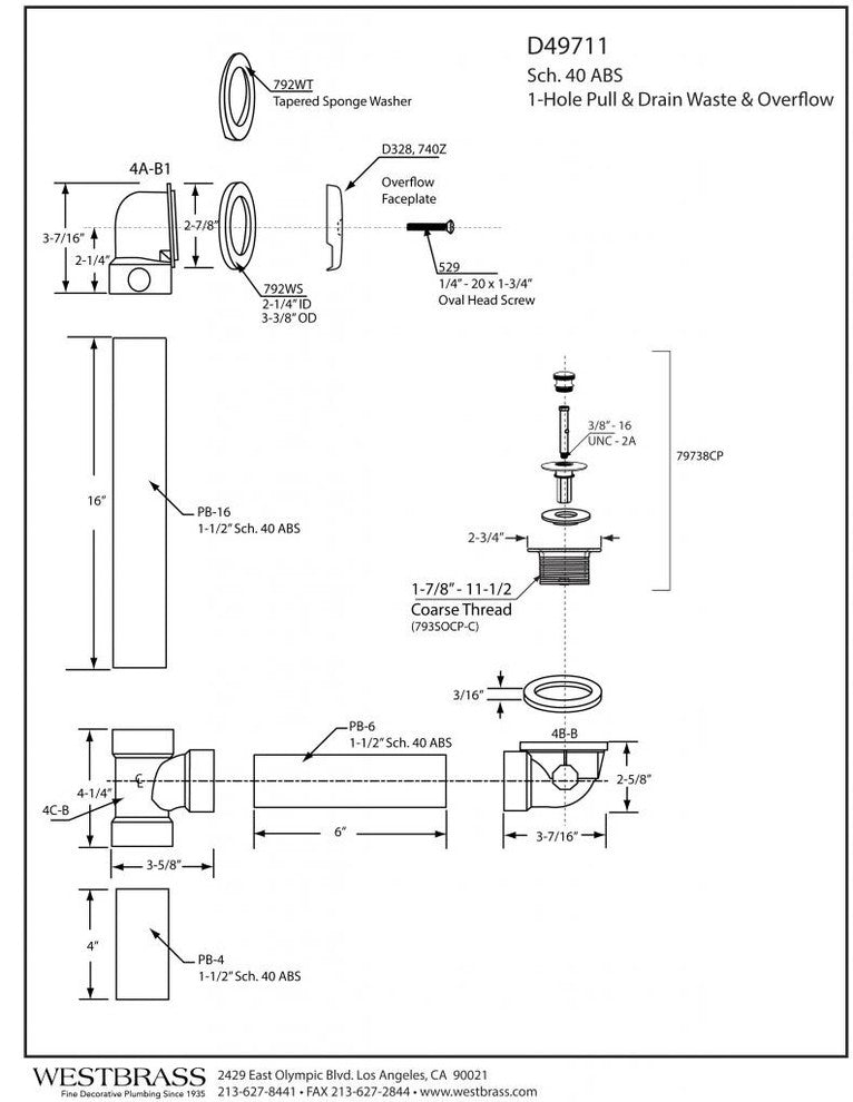 Pull & Drain Sch. 40 ABS Bath Waste With One-Hole Top Elbow In Polished Nickel