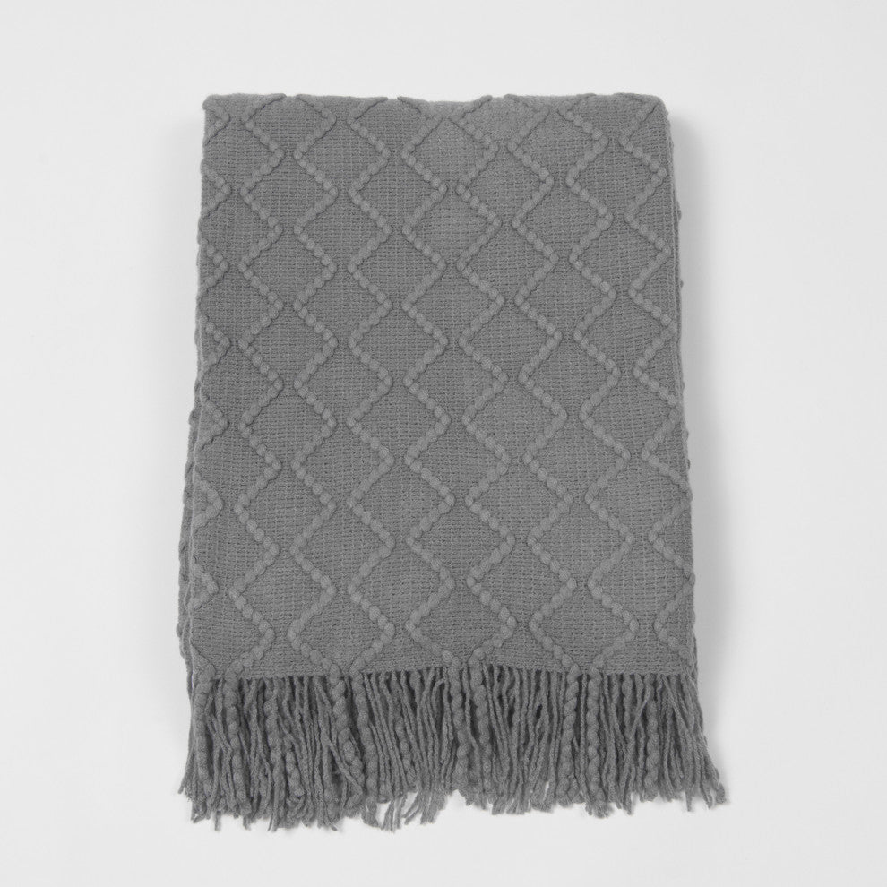 Textured Diamond Throw, Grey