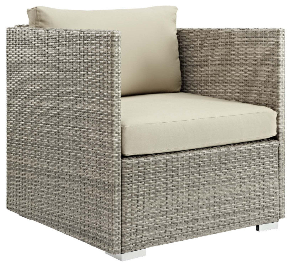 Repose 7-Piece Outdoor Patio Sunbrella Sectional Set Light Gray Beige