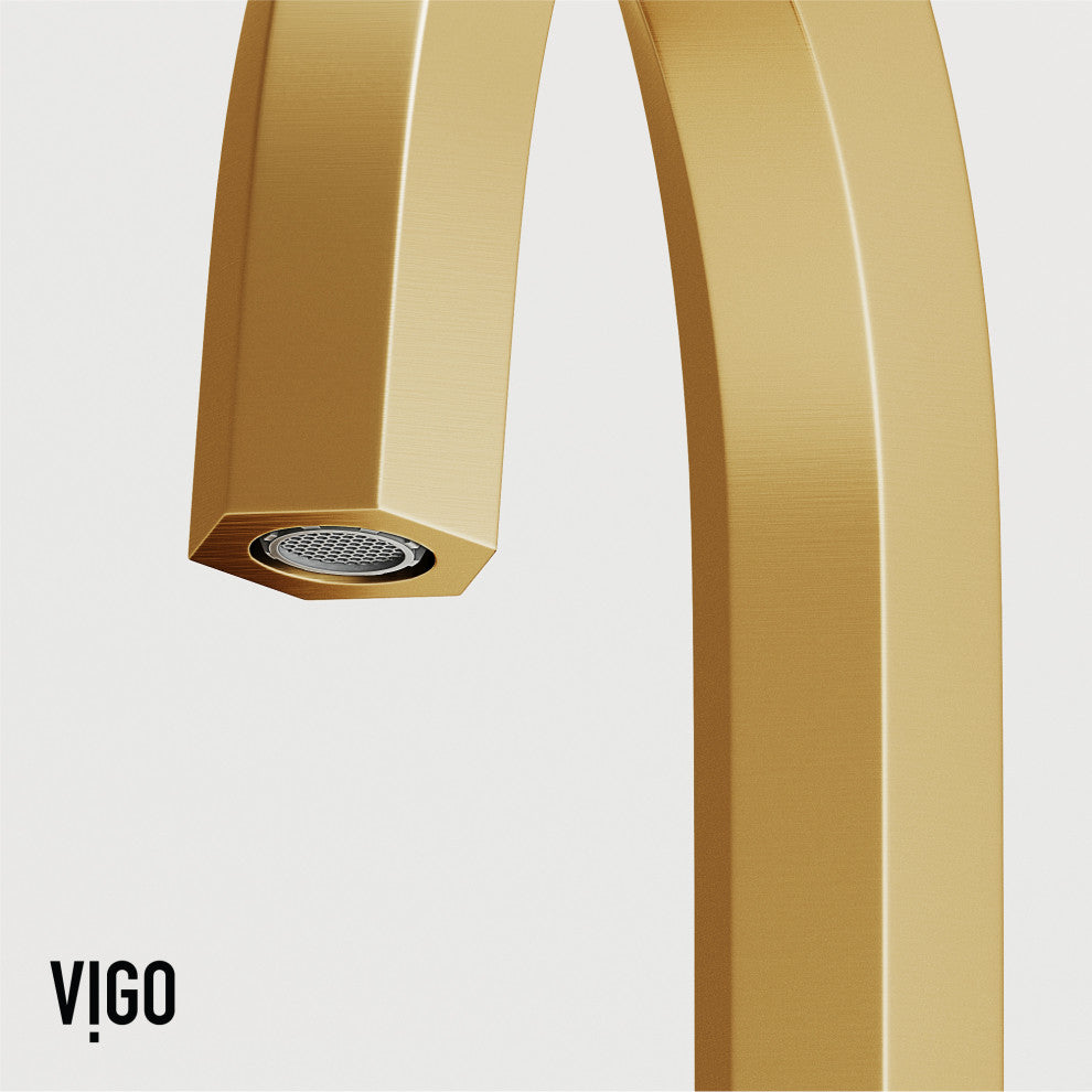 VIGO Hart 9" H 2-Handle Widespread Bathroom Faucet, Matte Brushed Gold