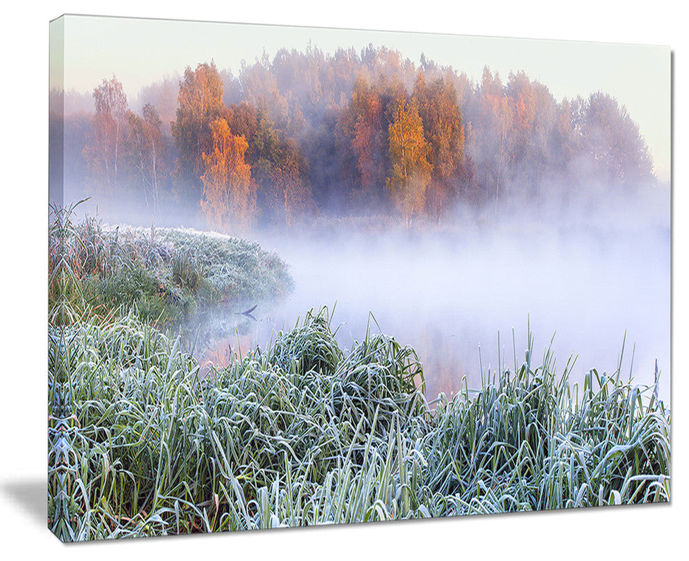 "Foggy Autumn Dawn Panorama" Landscape Print Wall Artwork, 20"x12"