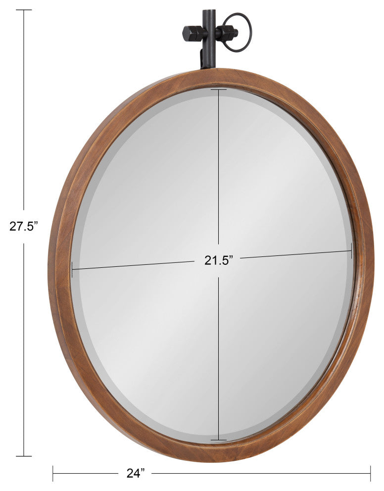Hogan Decorative Framed Wall Mirror, Rustic Brown, 24"x28"