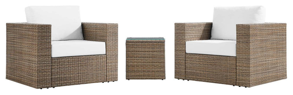 Convene Outdoor Patio Outdoor Patio 3-Piece Furniture Set, Cappuccino White