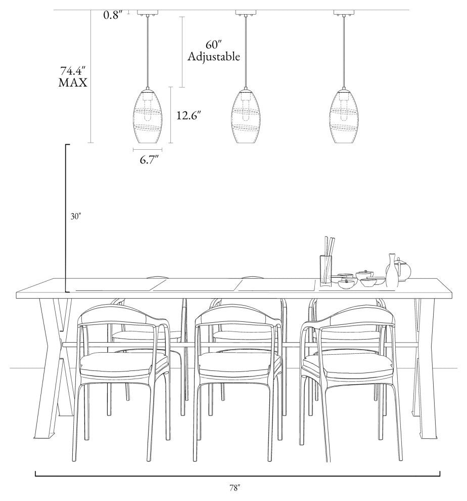 LNC Celery 1-Light Ribbed-Glass Rounded Pendant Light