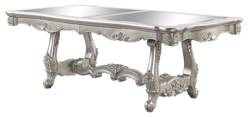 ACME Bently Dining Table WithDouble Pedestal, Champagne Finish