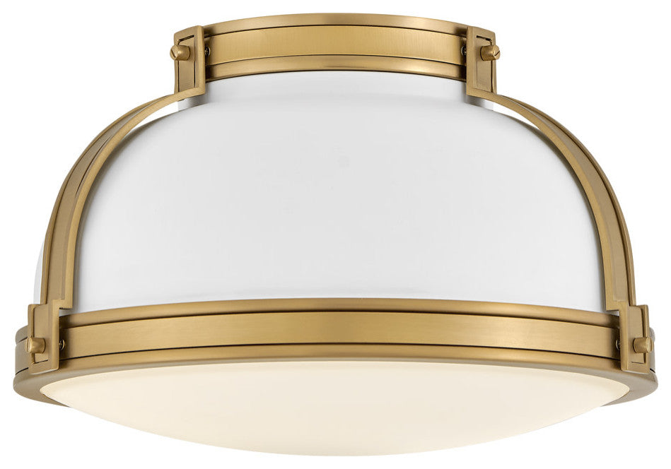 Hinkley Lighting 46351 Barton 2 Light 15"W Flush Mount Ceiling - White / Brass