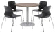 Olio Designs Round 42in Lola Dining Set - Teak Table - Black Chairs