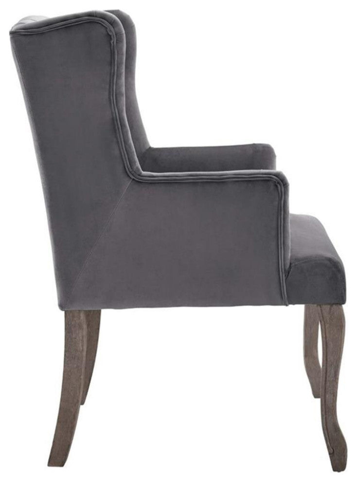 Gray Realm French Vintage Dining Performance Velvet Armchair