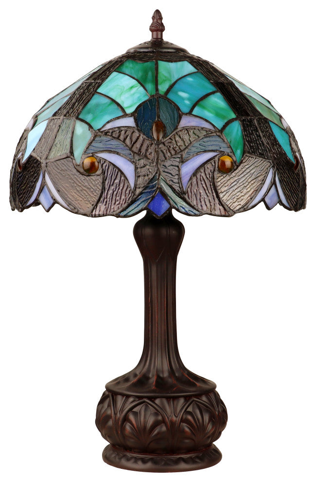 Liaison Tiffany-Style 1-Light Victorian Table Lamp 12" Shade