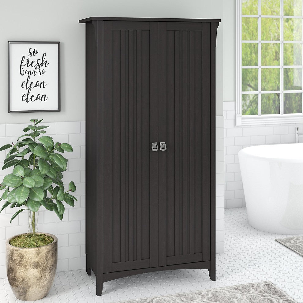 Salinas Bathroom Storage Cabinet With Doors, Black