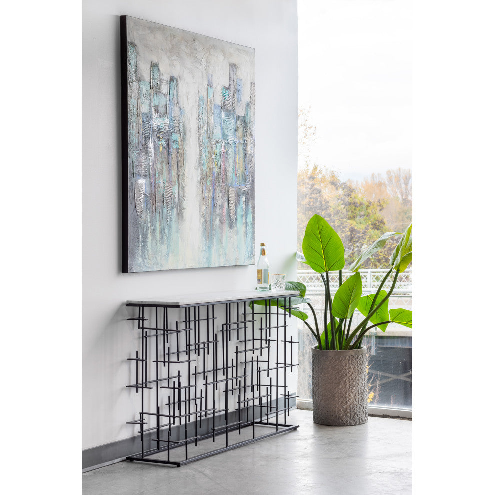 Contemporary Matrix Console Table - Grey